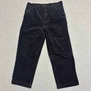 Covington Corduroy Pleated Pants Relaxed Fit Cotton Trousers Black Mens 35x28